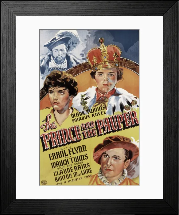 Framed Print : THE PRINCE AND THE PAUPER, Errol Flynn, Billy Mauch, Bobby Mauch, 1937