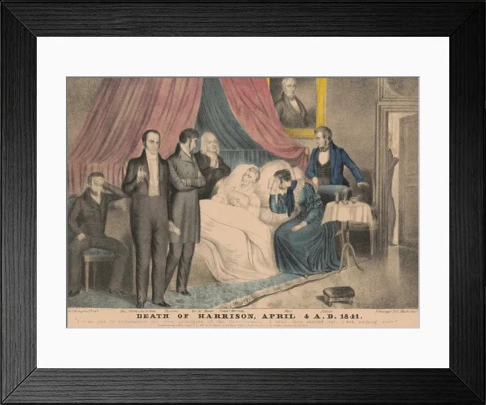 Framed Print : William Henry Harrison on his deathbed a month after his inauguration, April 4, 1841