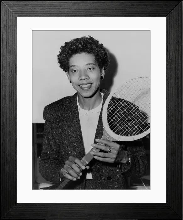 Framed Print : Althea Gibson, holding tennis racquet, in New York City, 1956