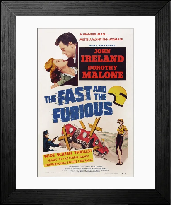 Framed Print : THE FAST AND THE FURIOUS, US poster, top from left: Dorothy Malone, John Ireland, 1955
