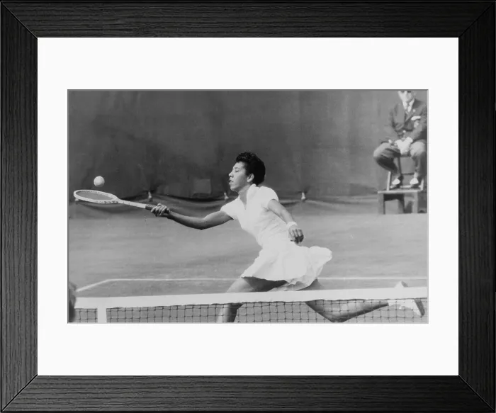 Framed Print : Althea Gibson, playing tennis at Forest Hills, NYC in 1957