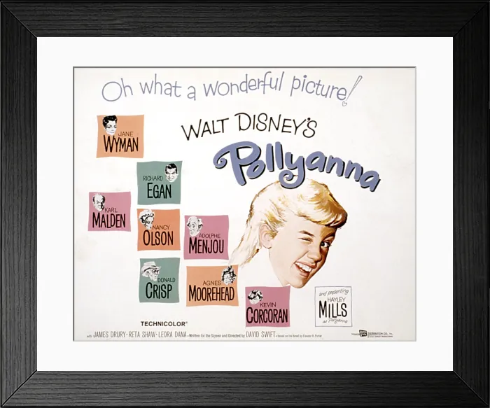 Framed Print : POLLYANNA, Jane Wyman, Richard Egan, Karl Malden, Nancy Olson, Adolphe Menjou, Donald Crisp, Agnes Moorehead, Kevin Corcoran, Hayley Mills, 1960