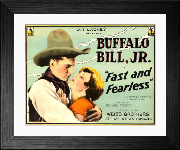 Framed Print : FAST AND FEARLESS, from left: Jay Wilsey (aka Buffalo Bill Jr.), Jean Arthur, 1924 Framed Print : FAST AND FEARLESS, from left: Jay Wilsey (aka Buffalo Bill Jr.), Jean Arthur, 1924
