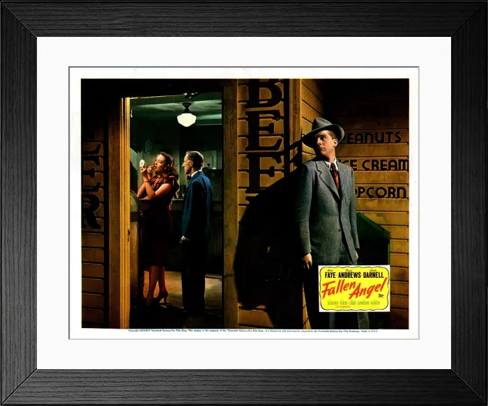 Framed Print : FALLEN ANGEL, Linda Darnell, Percy Kilbride, Dana Andrews, 1945, TM and Copyright (c) 20th Century Fox Film Corp. All rights reserved Framed Print : FALLEN ANGEL, Linda Darnell, Percy Kilbride, Dana Andrews, 1945, TM and Copyright (c) 20th Century Fox Film Corp. All rights reserved