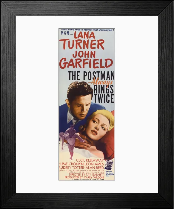 Framed Print : THE POSTMAN ALWAYS RINGS TWICE, John Garfield, Lana Turner, 1946