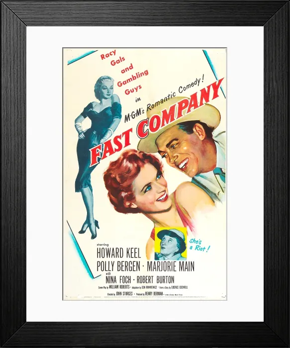 Framed Print : FAST COMPANY, US poster, from left: Nina Foch, Polly Bergen, Howard Keel, bottom inset: Marjorie Main, 1958