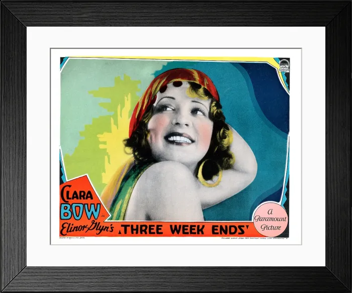 Framed Print : THREE WEEKENDS, lobbycard, Clara Bow, 1928 Framed Print : THREE WEEKENDS, lobbycard, Clara Bow, 1928