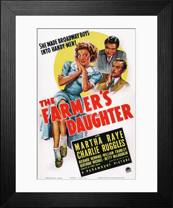 Framed Print : THE FARMER'S DAUGHTER, US poster art, from left: Martha Raye, Richard Denning, Charles Ruggles, 1940