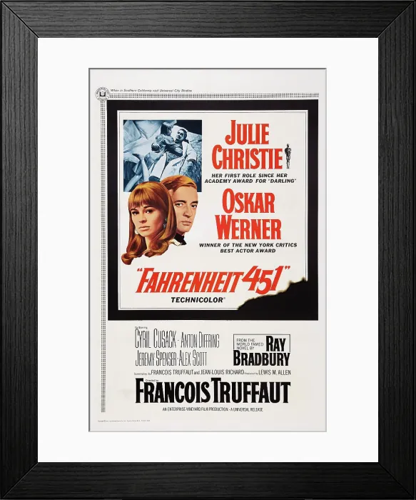 Framed Print : FAHRENHEIT 451, US poster art, from left, Julie Christie, Oskar Werner, 1966