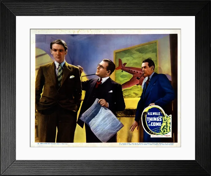 Framed Print : THINGS TO COME, from left, Derrick De Marney, Edward Chapman, Raymond Massey, 1936