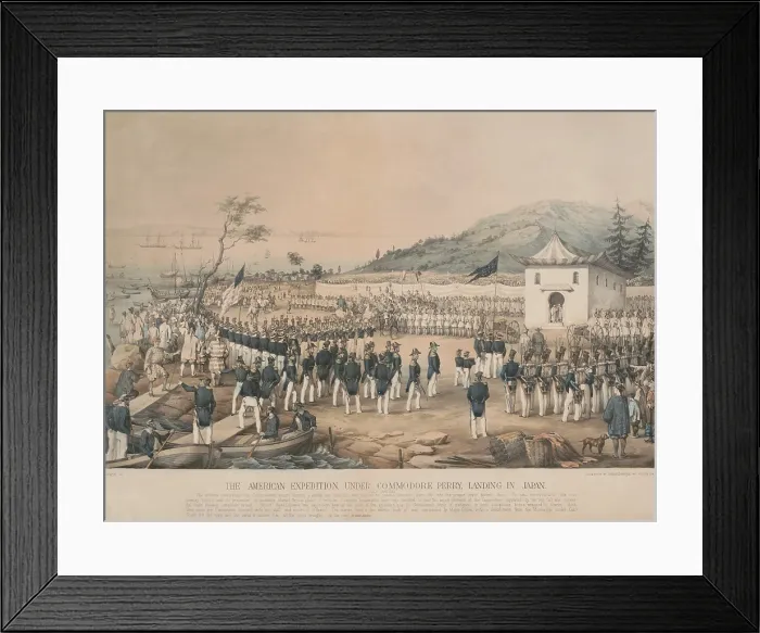Framed Print : American expedition, under Commodore Perry, landing in Japan, July 14, 1853