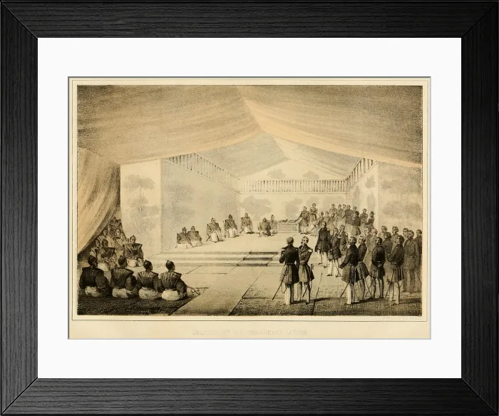 Framed Print : The meeting during which the Japanese high officials, Prince of Toda and Prince of Iwami, received the President's Letter, in a silent ceremony