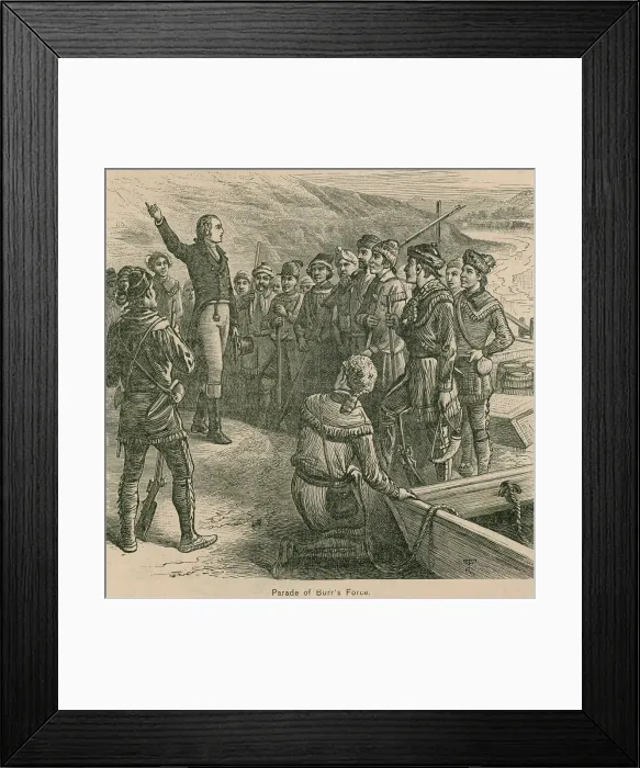 Framed Print : Aaron Burr speaking to recruits for his scheme to found a personal western nation