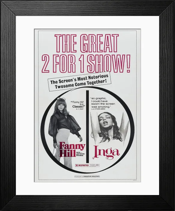 Framed Print : FANNY HILL, INGA, Swedish poster, from left: Diana Kjaer, Marie Liljedahl, 1968 Framed Print : FANNY HILL, INGA, Swedish poster, from left: Diana Kjaer, Marie Liljedahl, 1968