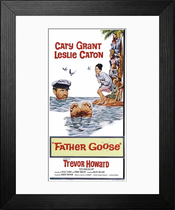 Framed Print : FATHER GOOSE, US poster, from left: Cary Grant, Leslie Caron, 1964 Framed Print : FATHER GOOSE, US poster, from left: Cary Grant, Leslie Caron, 1964