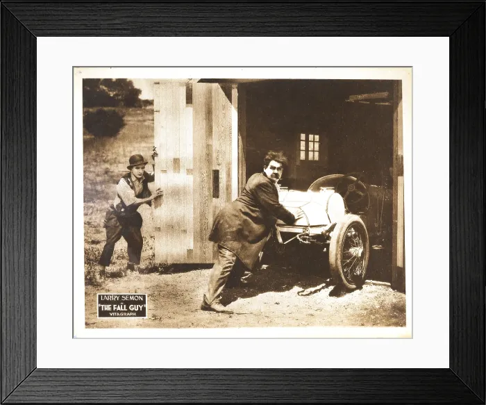 Framed Print : THE FALL GUY, lobbycard, from left: Larry Semon, Oliver Hardy, 1921 Framed Print : THE FALL GUY, lobbycard, from left: Larry Semon, Oliver Hardy, 1921