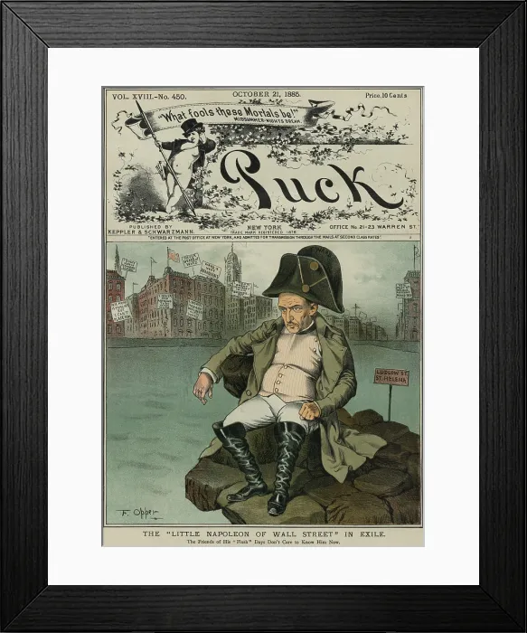 Framed Print : Ferdinand Ward, is depicted as Little Napoleon of Wall Street'. The rogue financier lured Buck Grant, son of former President Ulysses Grant, into a business partnership