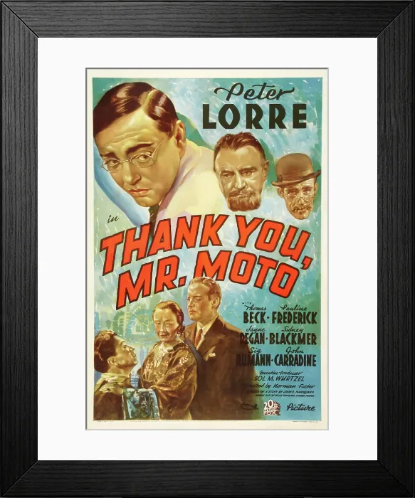 Framed Print : THANK YOU, MR. MOTO, top left: Peter Lorre, top far right: John Carradine, 1937, TM and Copyright 20th Century Fox Film Corp. All rights reserved. / courtesy Everett Collection Framed Print : THANK YOU, MR. MOTO, top left: Peter Lorre, top far right: John Carradine, 1937, TM and Copyright 20th Century Fox Film Corp. All rights reserved. / courtesy Everett Collection