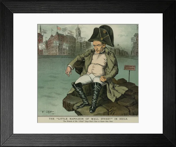 Framed Print : Ferdinand Ward, is depicted as Little Napoleon of Wall Street'. The rogue financier lured Buck Grant, son of former President Ulysses Grant, into a business partnership