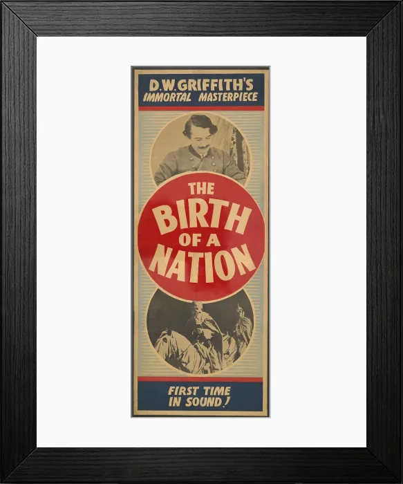 Framed Print : Motion picture poster for the 1936 sound version of the 1915, THE BIRTH OF A NATION, shows a Confederate soldier at top Framed Print : Motion picture poster for the 1936 sound version of the 1915, THE BIRTH OF A NATION, shows a Confederate soldier at top
