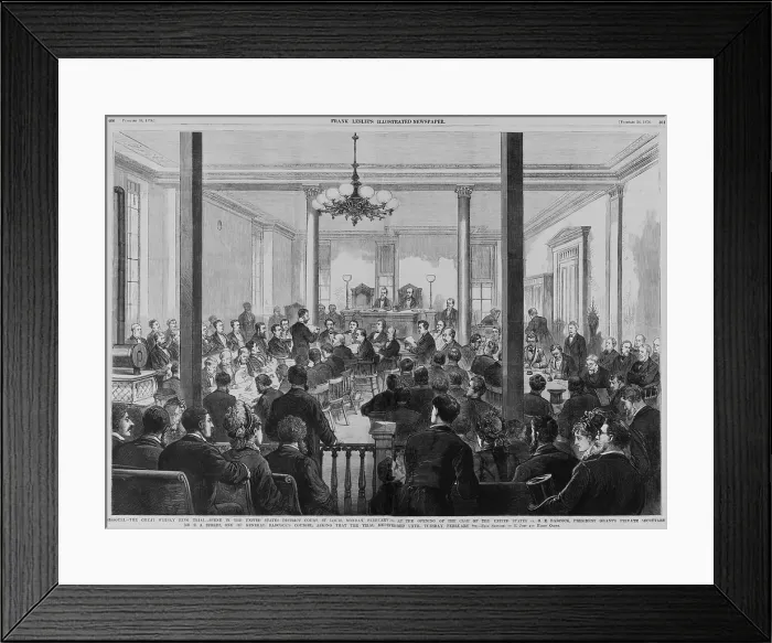 Framed Print : 1876 trial of Orville Babcock, President Grant's private secretary, for enabling whiskey distillers to evade millions in federal taxes on the whiskey