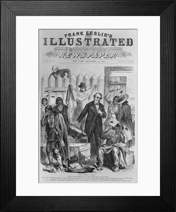 Framed Print : Our Indian Policy, 1875 political cartoon by Austrian-American cartoonist, Joseph Keppler