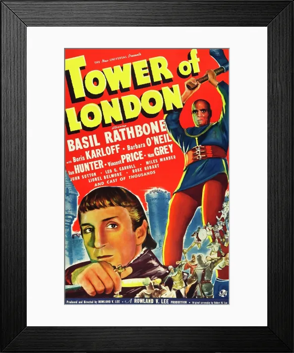 Framed Print : TOWER OF LONDON, from left: Basil Rathbone, Boris Karloff, 1939