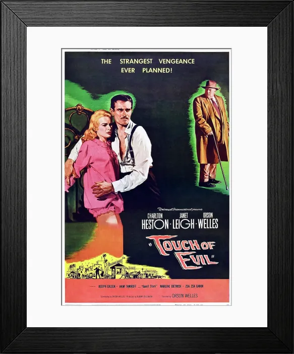 Framed Print : TOUCH OF EVIL, from left: Janet Leigh, Charlton Heston, Orson Welles, 1958
