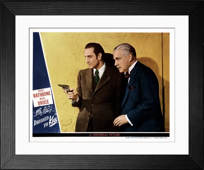 Framed Print : SHERLOCK HOLMES IN DRESSED TO KILL, from left, Basil Rathbone, Nigel Bruce, 1946