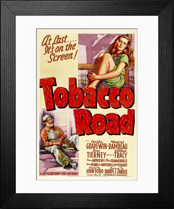 Framed Print : TOBACCO ROAD, bottom left: Charley Grapewin, (aka Charles Grapewin), top right: Gene Tierney, 1941, TM and Copyright 20th Century Fox Film Corp Framed Print : TOBACCO ROAD, bottom left: Charley Grapewin, (aka Charles Grapewin), top right: Gene Tierney, 1941, TM and Copyright 20th Century Fox Film Corp