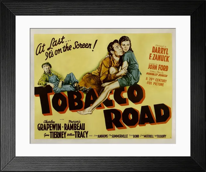 Framed Print : TOBACCO ROAD, from left: Ward Bond, Charles Grapewin, Gene Tierney, 1941, TM and Copyright 20th Century Fox Film Corp. All rights reserved. / courtesy Everett Collection
