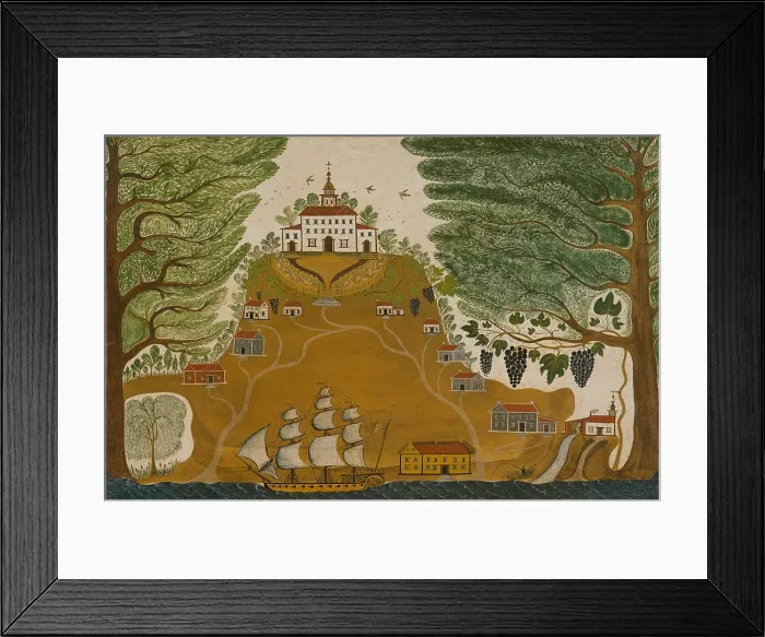 Framed Print : The Plantation, is a folk painting by an unknown artist, ca. 1825. In this symmetrically depicted plantation, the manor house is at top center, as if on a steep hill Framed Print : The Plantation, is a folk painting by an unknown artist, ca. 1825. In this symmetrically depicted plantation, the manor house is at top center, as if on a steep hill