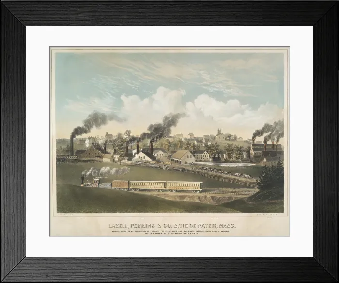 Framed Print : Lazell, Perkins & Co. Bridgewater, Mass, ca. 1860, manufactured industrial equipment