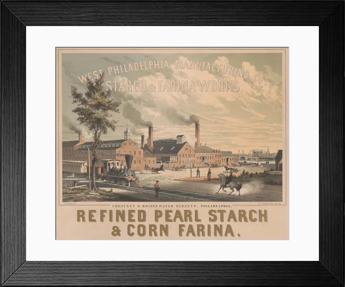 Framed Print : West Philadelphia Manufacturing Company's Starch & Farina works in 1858