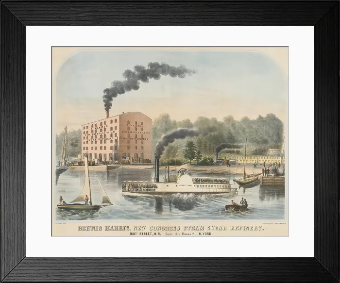 Framed Print : New Congress Steam Sugar Refinery, in New York City. The company was listed in a NYC directory as early as 1833 (BSLOC_2019_7_144)