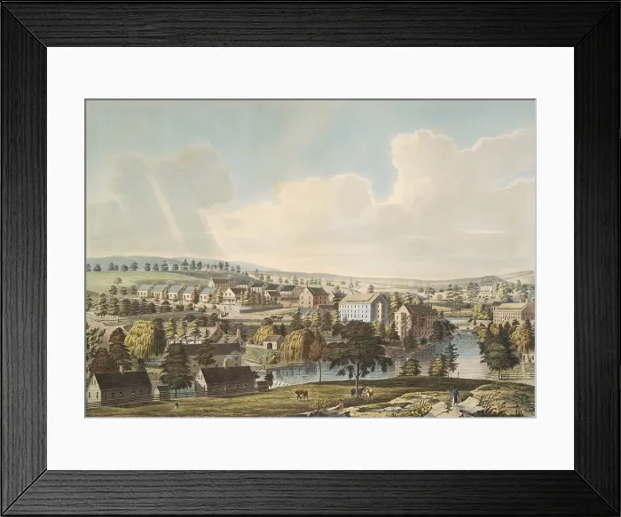 Framed Print : Mattawan, was a manufacturing village, in New York, 1832. Mattawan was situated on the Fishkill Creek about a mile and a half east of Fishkill Landing