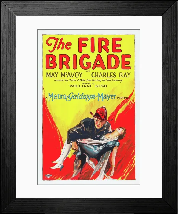Framed Print : THE FIRE BRIGADE, l-r: Charles Ray, May McAvoy on poster art, 1926
