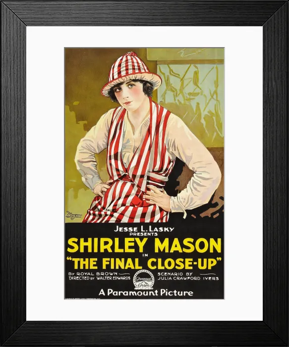 Framed Print : THE FINAL CLOSE-UP, Shirley Mason on poster art, 1919 Framed Print : THE FINAL CLOSE-UP, Shirley Mason on poster art, 1919