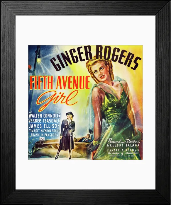Framed Print : FIFTH AVENUE GIRL, (aka 5TH AVE GIRL), Ginger Rogers on six sheet poster art, 1939 Framed Print : FIFTH AVENUE GIRL, (aka 5TH AVE GIRL), Ginger Rogers on six sheet poster art, 1939