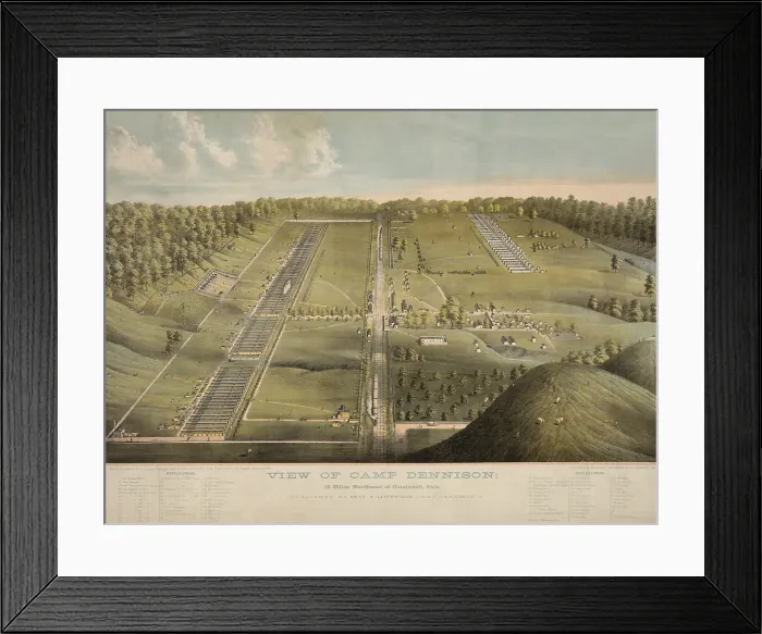 Framed Print : Camp Dennison was located 16 miles northeast of Cincinnati, Ohio, during the US Civil War. The camp was a military recruiting, training, and medical post