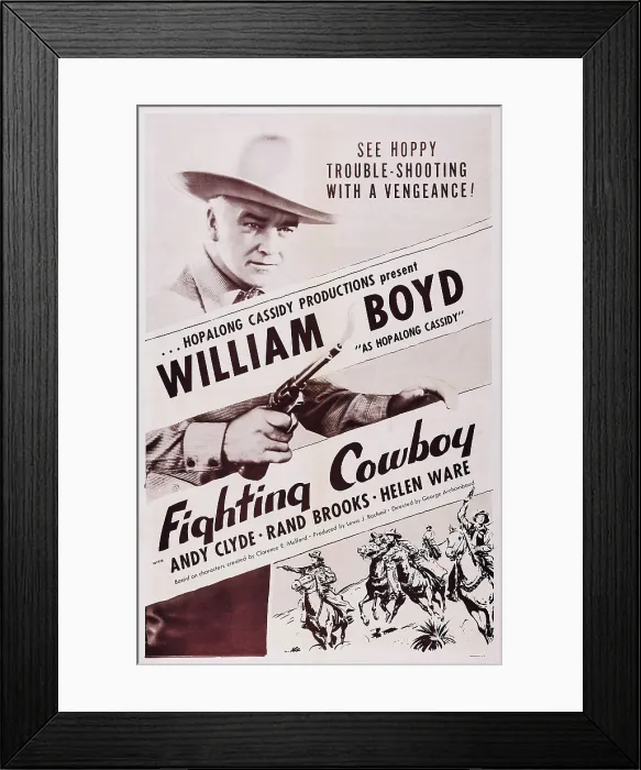 Framed Print : THE FIGHTING COWBOY, William Boyd on poster art, ca. 1950s