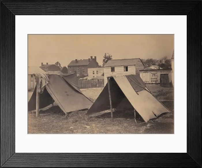 Framed Print : Two small US Army tents in Richmond, Virginia, in July 1865