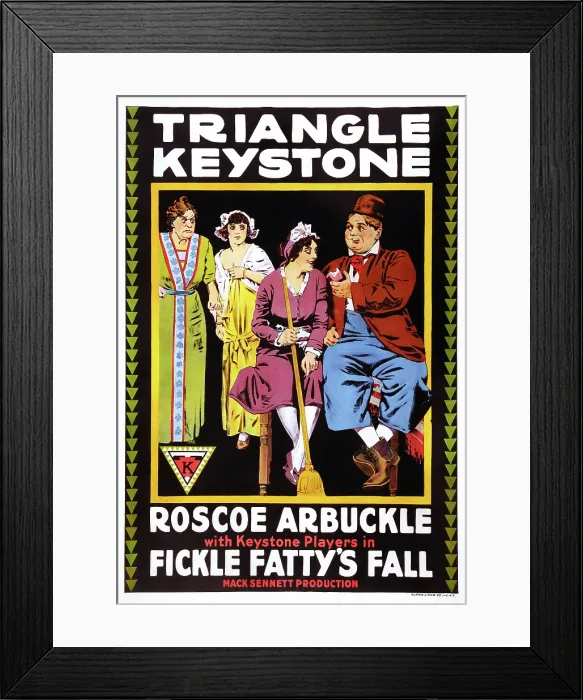 Framed Print : FICKLE FATTY'S FALL, US poster, from left: Phyllis Allen, Minta Durfee, Ivy Crosthwaite, Roscoe Fatty Arbuckle, 1915