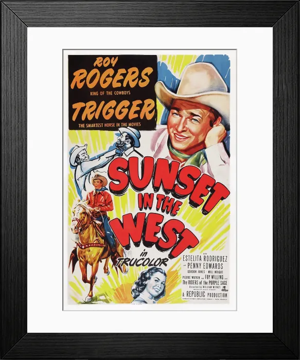 Framed Print : SUNSET IN THE WEST, US poster art, Roy Rogers, 1950 Framed Print : SUNSET IN THE WEST, US poster art, Roy Rogers, 1950