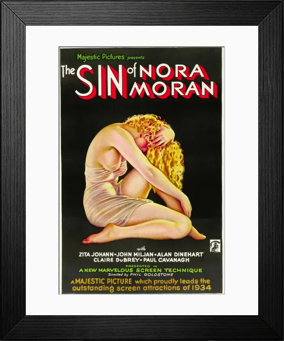Framed Print : THE SIN OF NORA MORAN, poster art, 1933