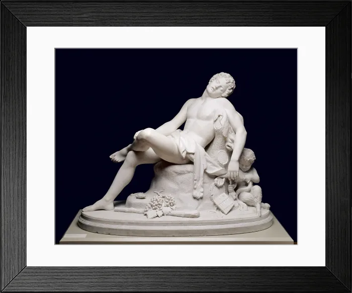 Framed Print : The Sleeping Faun, by Harriet Goodhue Hosmer, 1864-70. The sculpture of a pointed-eared woodland spirit, demonstrates her mastery of the neoclassical style