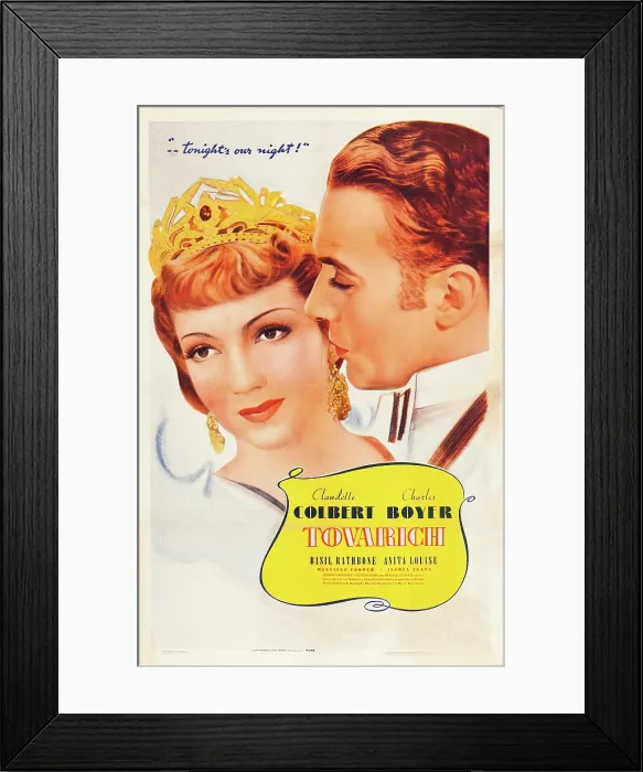 Framed Print : TOVARICH, l-r: Claudette Colbert, Charles Boyer on poster art, 1937