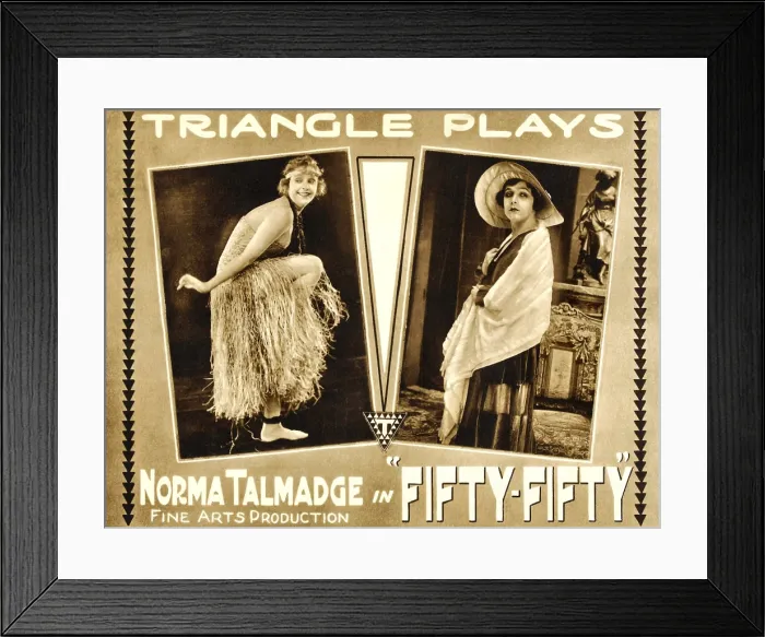 Framed Print : FIFTY-FIFTY, Norma Talmadge on lobbycard, 1916