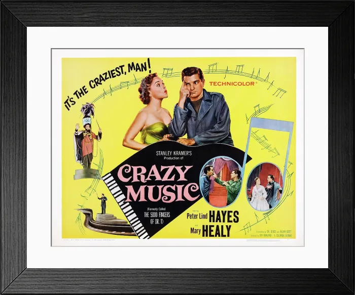 Framed Print : THE 5000 FINGERS OF DR. T, (aka CRAZY MUSIC, re-issue title), US poster art: from left: Peter Lind Hayes, Mary Healy, 1953