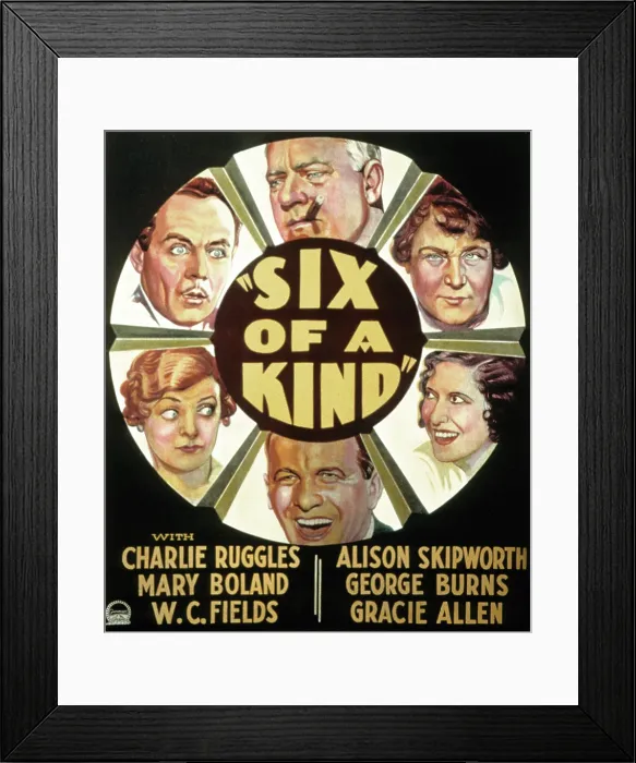 Framed Print : SIX OF A KIND, (clockwise), W.C. Fields, Alison Skipworth, Gracie Allen, George Burns, Mary Boland, Charles Ruggles, 1934 Framed Print : SIX OF A KIND, (clockwise), W.C. Fields, Alison Skipworth, Gracie Allen, George Burns, Mary Boland, Charles Ruggles, 1934